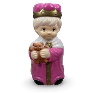 Vintage Empire King with Teddy Bear Blow Mold Christmas Child Nativity Light Up